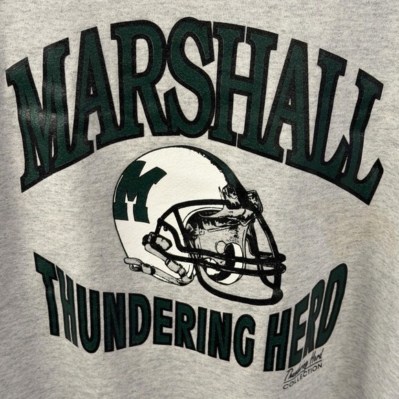 Vintage Marshall Thundering Herd Sweatshirt Mens Large Gray College Football 90s - Picture 4 of 8
